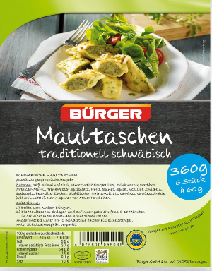 We provide Burger Maultaschen Traditionell Schwabisch (360g) GERMANY to our  customers who are valued for a low cost and with an excellent level of  service